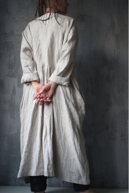 Linen gray kimono. Loose oversize coat