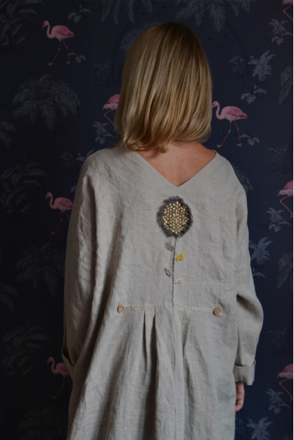 Natural Linen color boho coat. Embroidered cardigan. More color